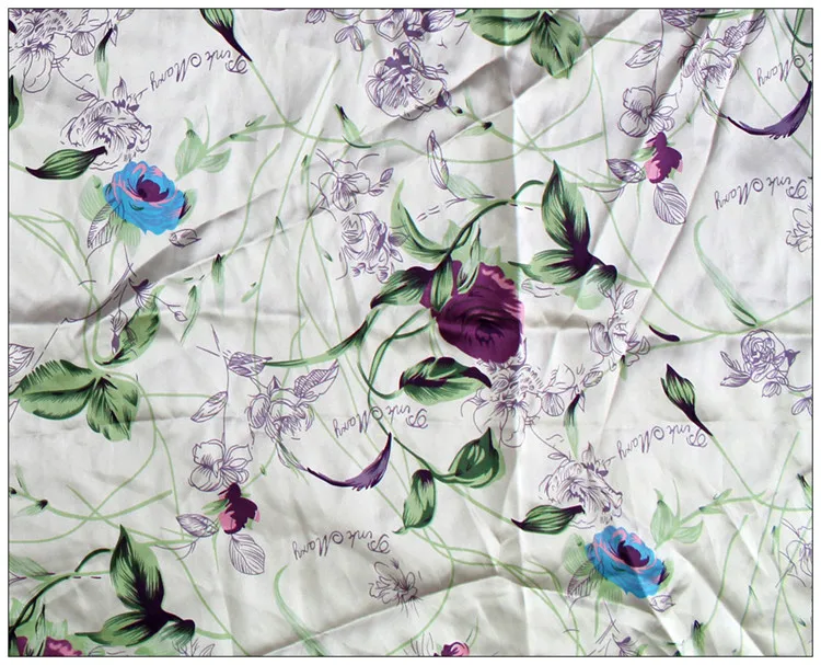 Шелковые ткани для платьев блузки шарфы Одежда метр чистый шелк атлас Шармез 16 мельница фиолетовый с цветочным принтом высокого класса