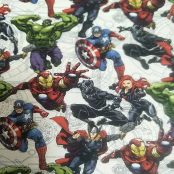 

105cm Width Marvel Super Hero Assemble White Cotton Fabric for Boy Clothes Hometextile Cushion Cover Backpacks DIY