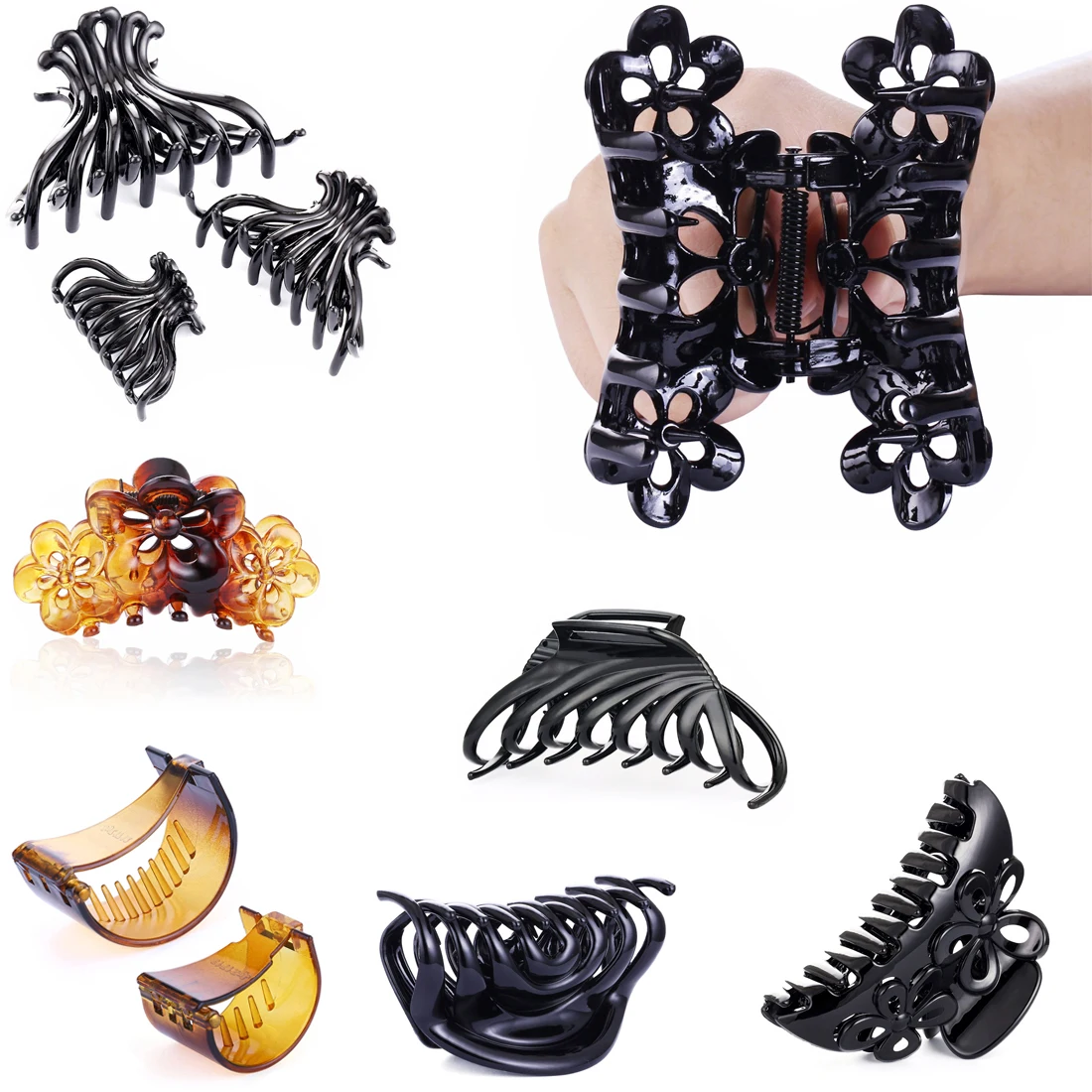

Black Large Hair Claws Headwear Large Hair Clip Crab Accessories Acrylic Hairpin Ponytail Holder Clamps For Women Shower Bathing