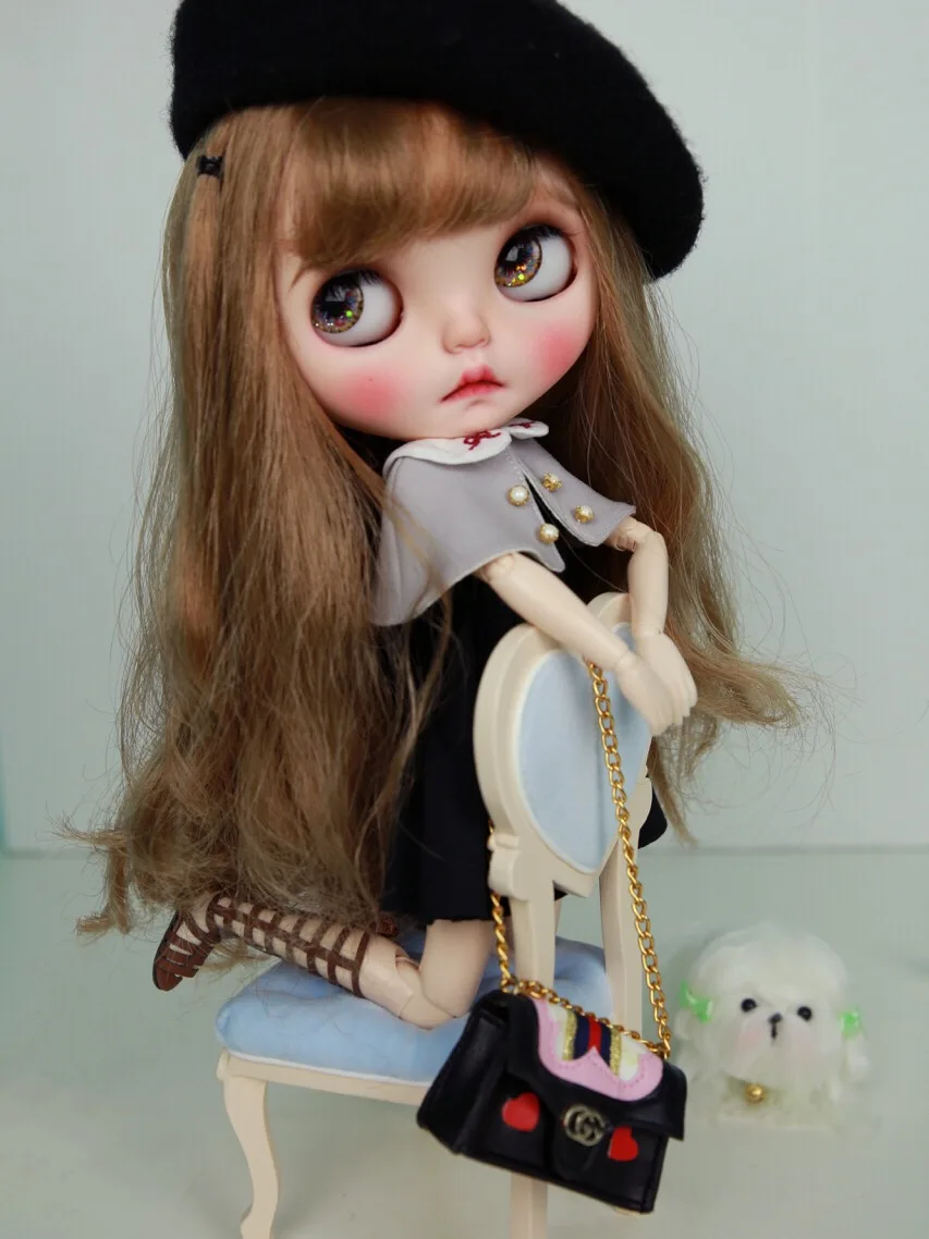 blyth Doll toys 19 joint ICY Top Quality BJD Ball Joint Doll Cute girl with Long brown hair Gray eyelid with makeup