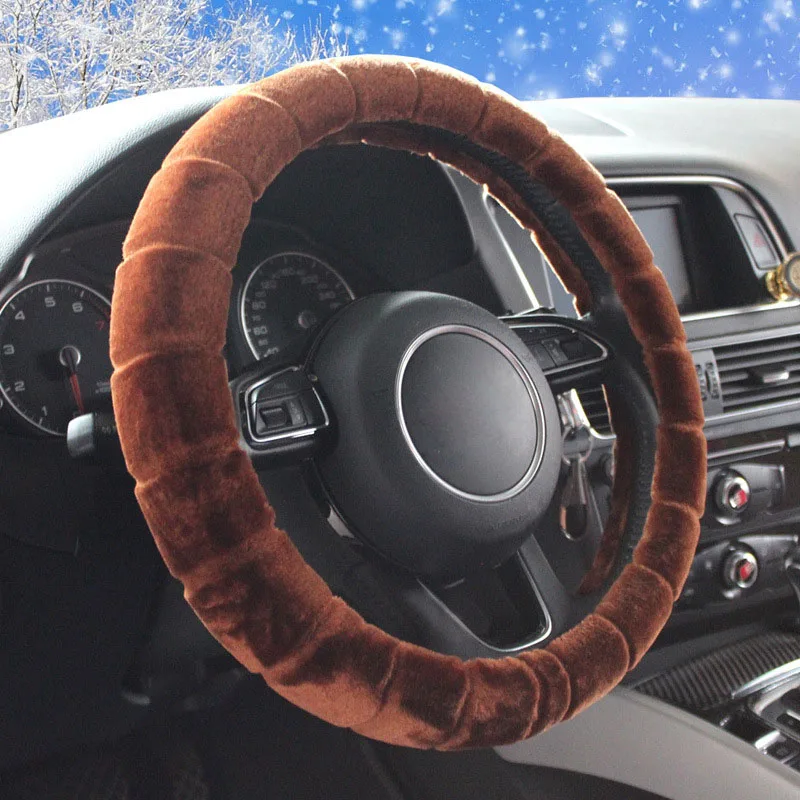 Зимний плюшевый автомобильный чехол на руль подходит для большинства ковров на Руль мягкий 37-38 см 14,"-15" автомобильные аксессуары Стайлинг