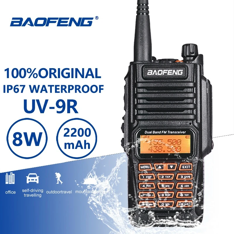 Портативная рация Baofeng UV 9R 8 Вт IP67 PTT водонепроницаемая двухсторонняя