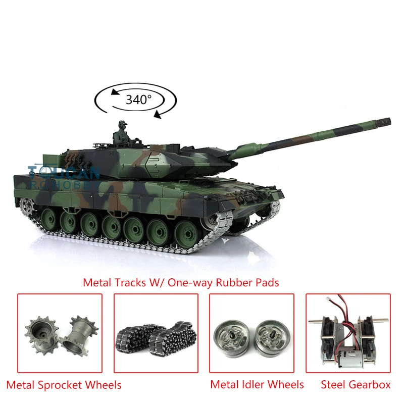 Обновленный Радиоуправляемый Танк Heng Long 1/16 TK7.0 Leopard2A6 RTR 3889 с металлическими