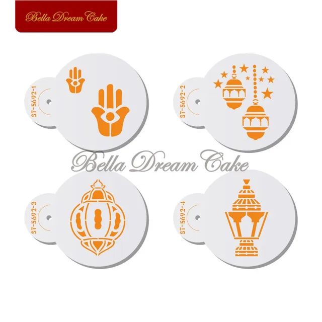 4Db/Set Hajj Sütik Sablon Az Eid Mubarak Kávé Makaron Torta Penész Dekorációs Szerszám Sütő Kiegészítők - Image 3