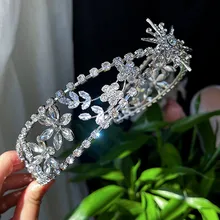 MYFEIVO luksusowa korona ślubna Rhinestone cyrkon ślubne tiary Hairband Party kobiety akcesoria biżuteria do włosów HQ0932