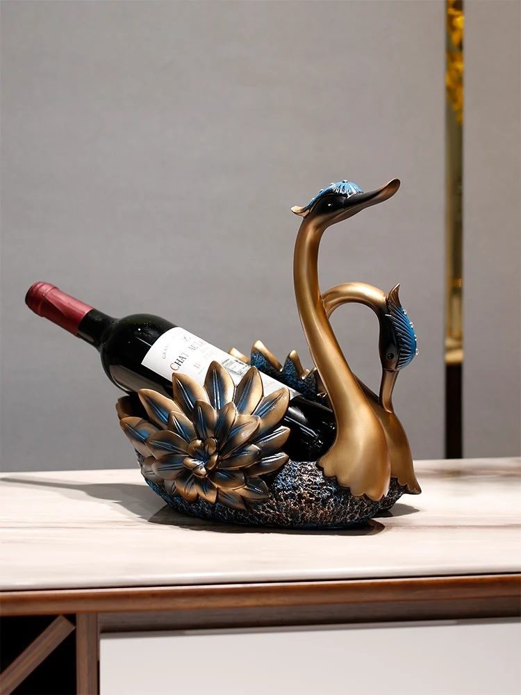 Creative Crafts Resin Red Wine Holder Frame Swan Horse Deer Antlers Room Decoration Cattle Porcelain Animal Figurines | Дом и сад