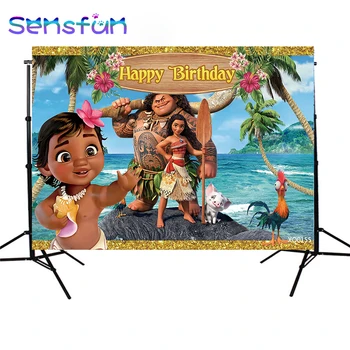 

XQ0155 Moana theme Beach Surfing Children 1st Birthday Backdrop for Photography Studio Props Photophone Newborn Party Decoration