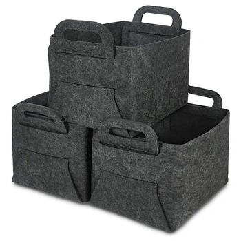 

Foldable Storage Basket, Suitable for 3 Closets, Large Storage Basket with Thick Felt Cubic Storage Box with Handle