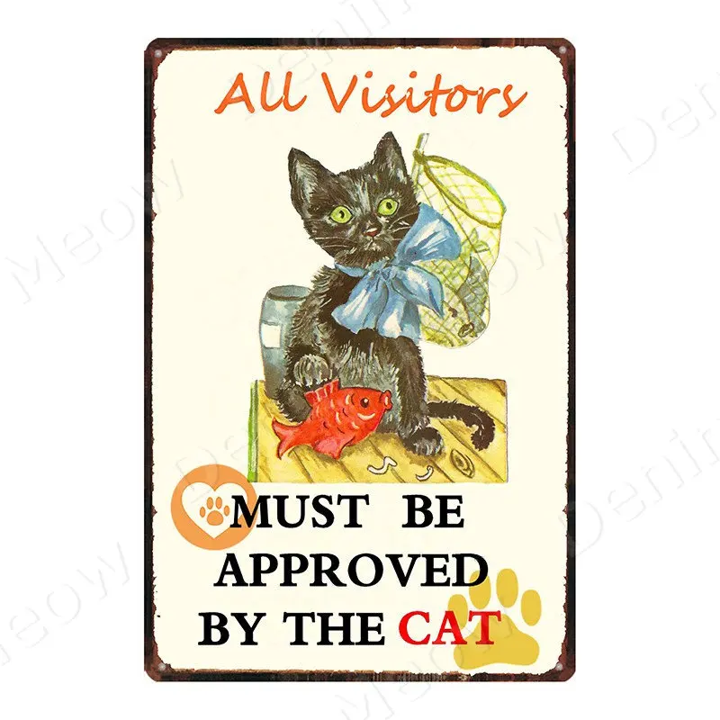 Letrero De Metal Vintage Con Diseño De Galletas De Gatito, Decoración