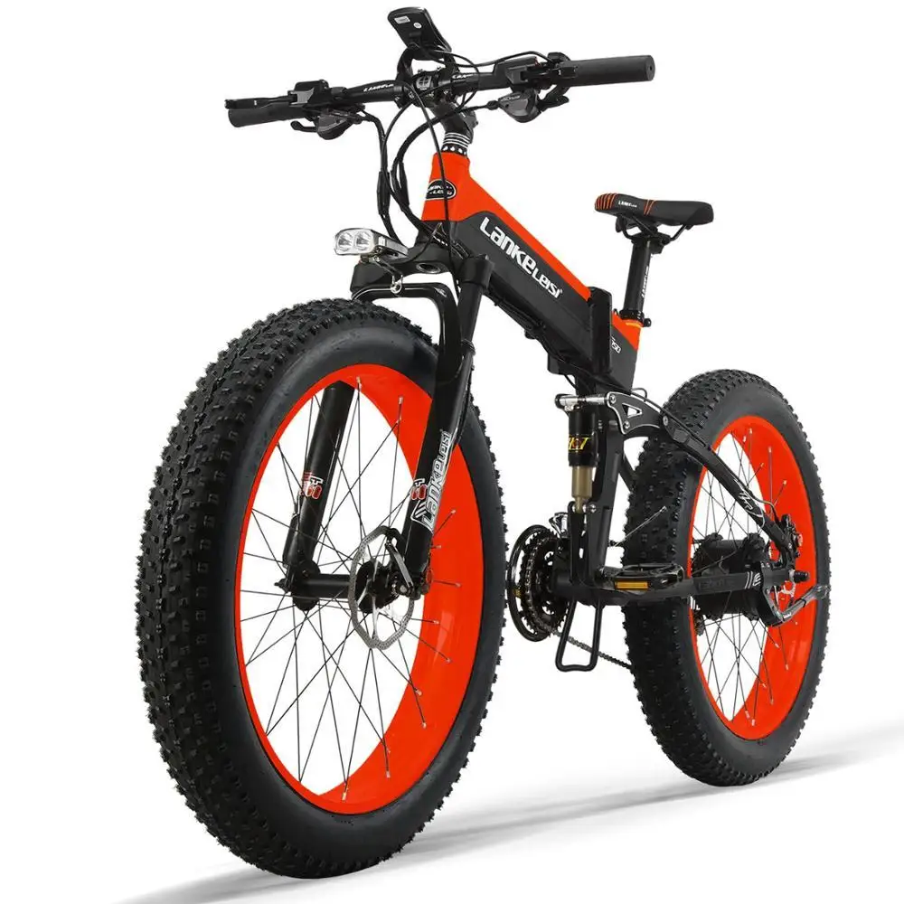 26'' Fat Wheel Folding Electric Bicycle 48V 13Ah 27 Speed Full Suspension Snow Mountain Dual Hydraulic Disc Brake | Спорт и