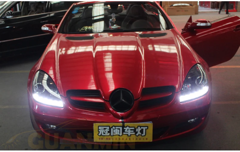 Автомобильный Стайлинг Для 03-13 Mercedes-Benz R171 SLK200 SLK350 SLK500 светодиодный фара DRL tear Eye Xenon Beam аксессуары