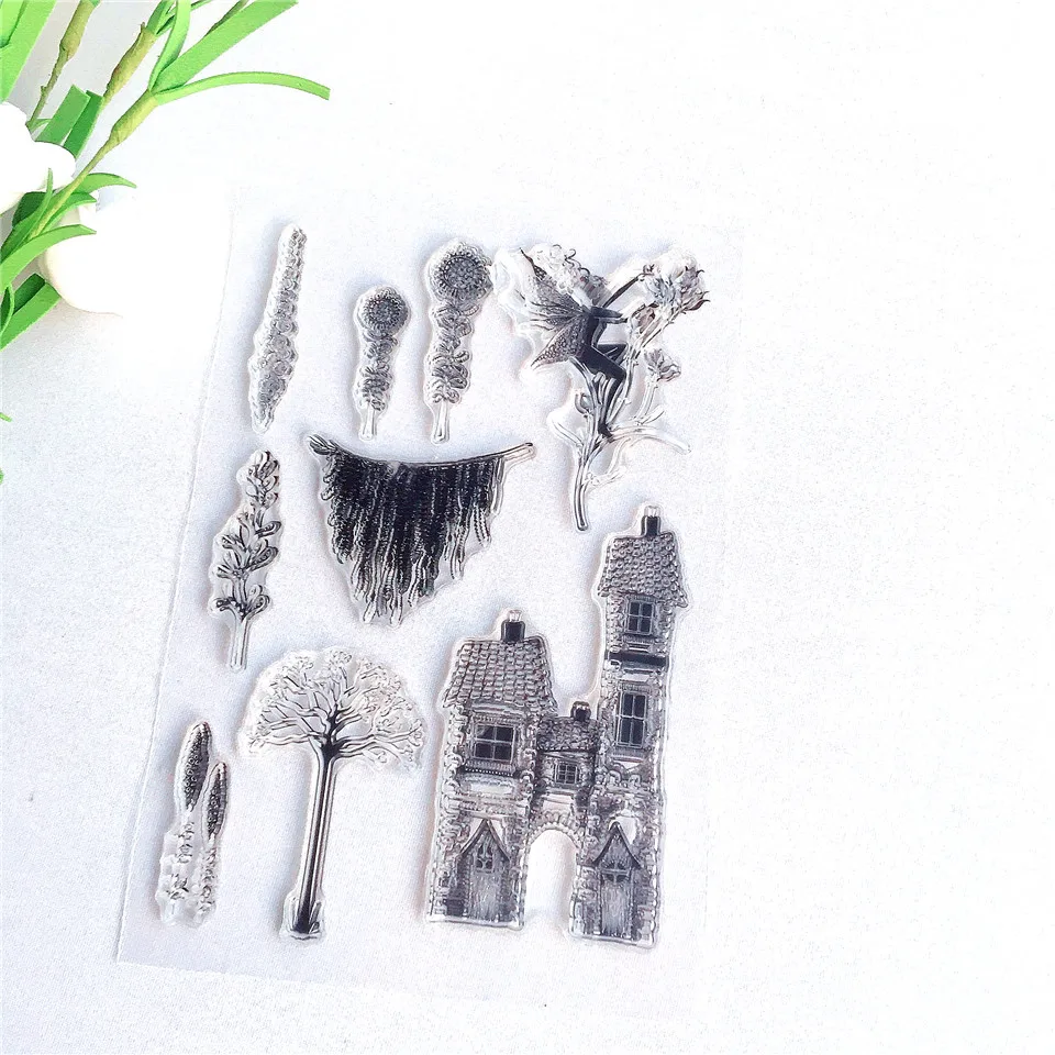 11*16 прозрачный штамп с изображением сказочного замка, Прозрачная силиконовая печать для рукоделия, скрапбукинга, открыток, создания фотоальбома, украшения, штампы для рукоделия