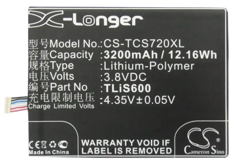 Cameron sino 3200 мАч батарея для ALCATEL One Touch Flash OT-6042 OT-6042D TLiS600 для TCL S720T S725T TLiS600