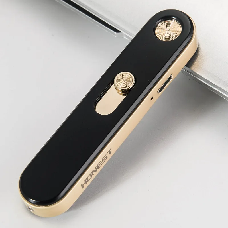Original Push Up Metal USB Torch Lighter Portable Windproof Plasma Arc Lighter Mini Ultra Thin Cigarette Lighter Gadgets For Men - Цвет: B