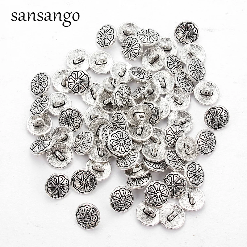 

20pcs Round Metal Buttons Sewing Tools Decorative Button Scrapbooking Garment DIY Materials Apparel Accessories Ancient Silver