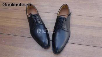 

Mens Shoes Black Business Formal Wear Customize Sapato Social Masculino Handmade Waxing Leather Low Top Cattle Leather Lace-up