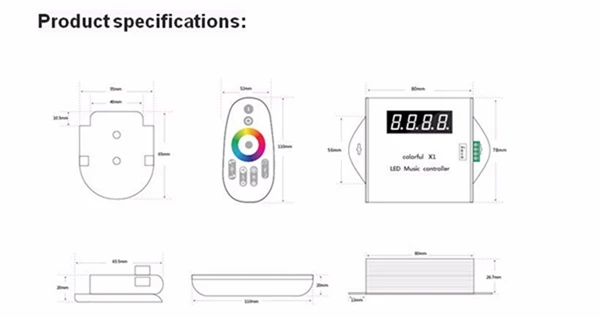 WS2811/WS2812B/USC1903 светодиодный цифровой музыкальный контроллер красочный x1 x2 контроллер с РЧ сенсорным пультом дистанционного DC5-24V для RGB полосы света