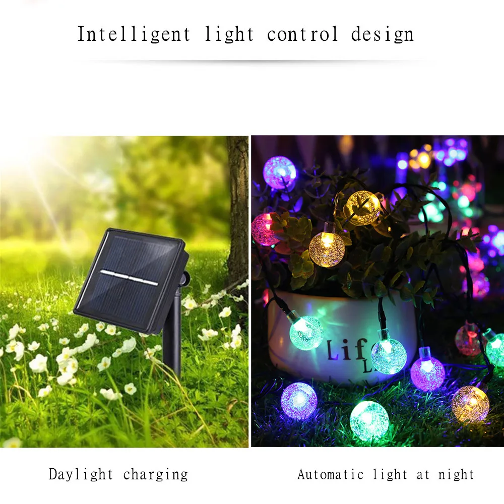 

LED Bubble Solar Light Outdoor Waterproof Solar String Light Crystal Ball Bubble Ball Light Garden Christmas Garland Decoration