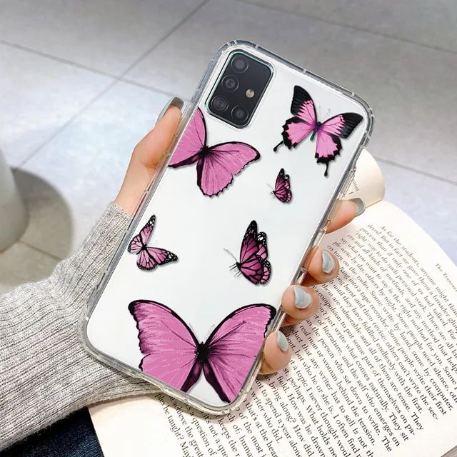 Butterfly Case for Samsung A51 Coque Samsung A32 A52 A72 A12 A31 A71 A50 A70 S20 FE S21 Ultra S30 Plus Silicone ShockProof Cover UA39