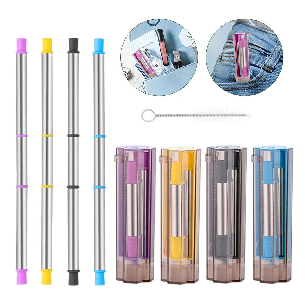 

Dozzlor Foldable Straw Travel Portable Reusable Folding Straw Resistant Environmental Tableware Creative Foldable Outdoor Straw