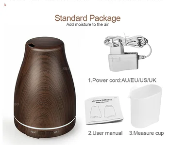 

120ml Dark Wood Ultrasonic Air Humidifier Essential Oil Diffuser Aroma Electric Aroma Diffuser Mist Maker LED