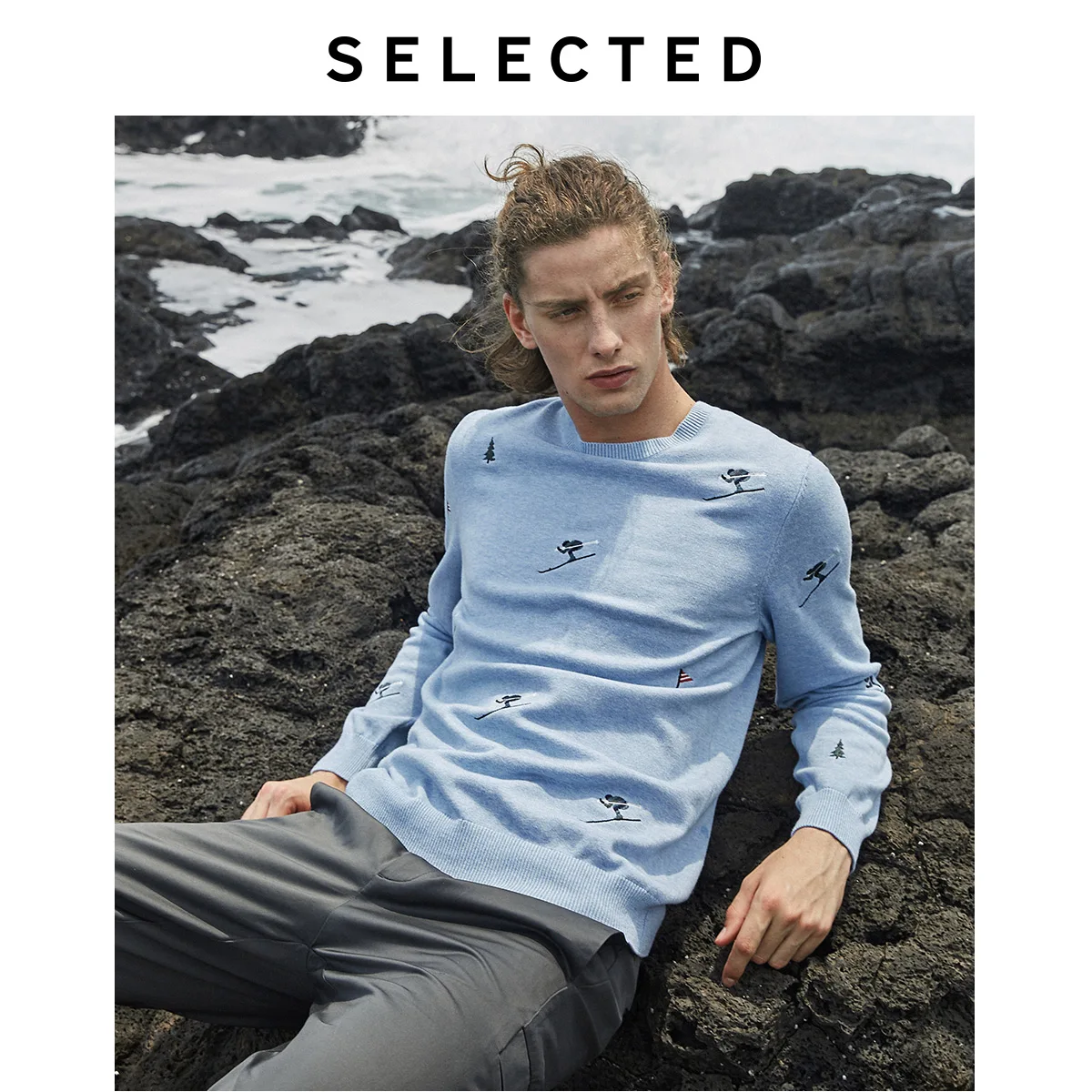 Выбранные Для мужчин A/W 100% хлопок новый круглый вырез пуловеры Цветной вышивка