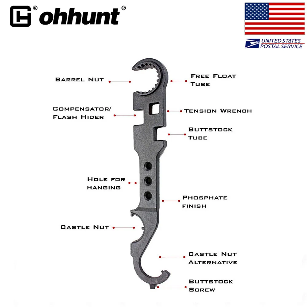

SHIP FROM USA AR15 Combo Wrench Tool includes Castle Nut Wrench Barrel Nut Wrench Buttstock Tube Tool