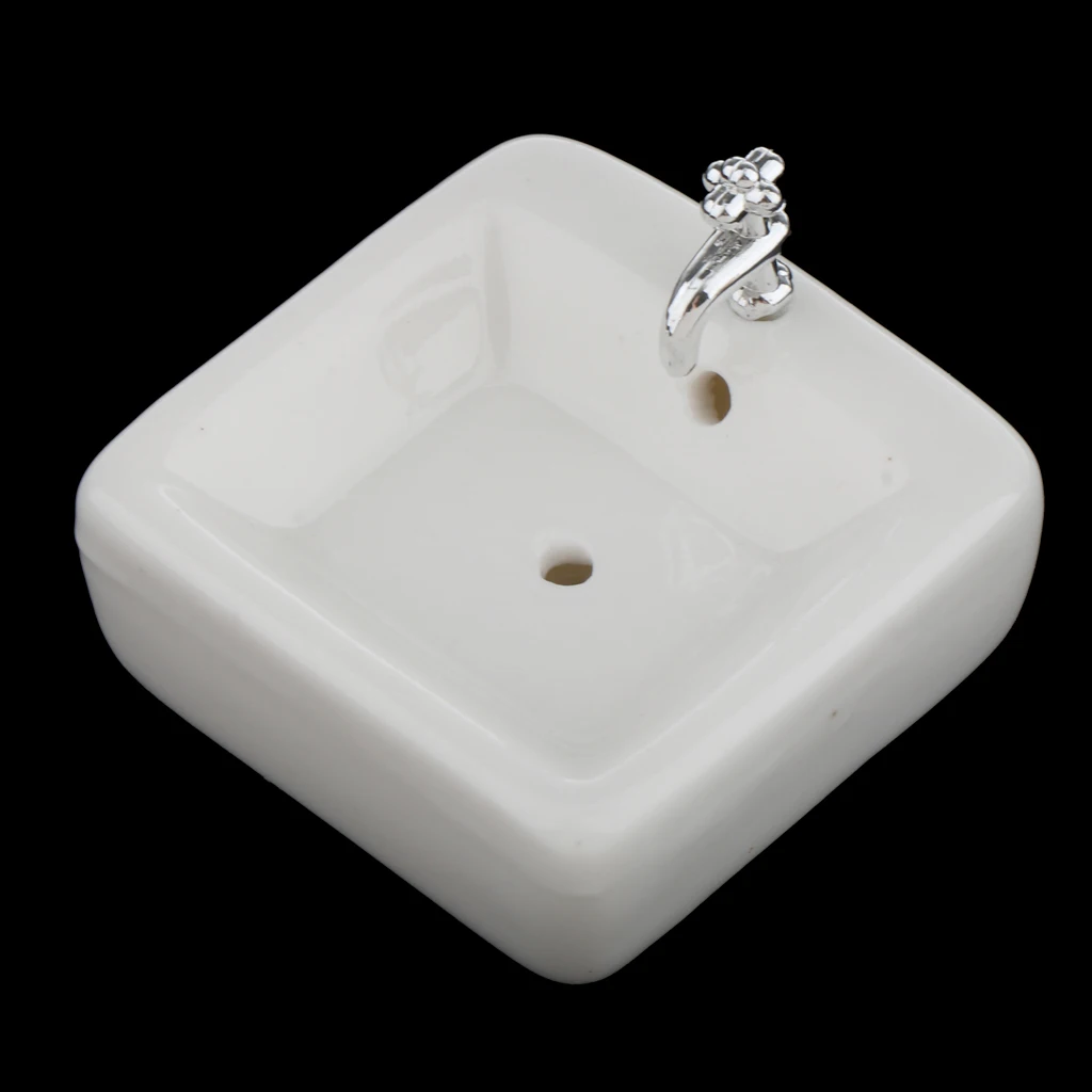 1:12 Mini Square Wash Basin Sink Simulation Dollhouse Furniture Model Accs