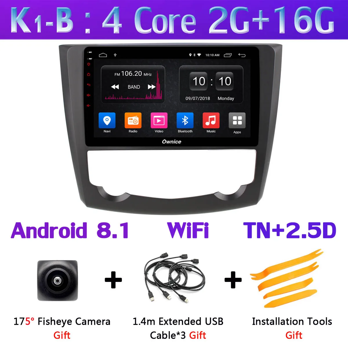 K1-B 360 ° панорамный 4 × камера 4G WiFi Android 9,0 4G+ 64G DSP CarPlay Автомобильный плеер для Renault Kadjar gps радио - Цвет: K1-B