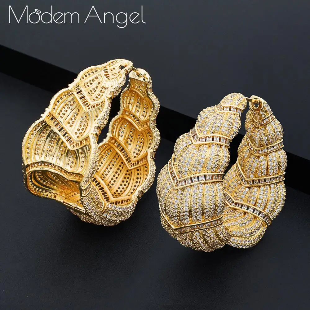 Женские серьги кольца ModemAngel роскошные модные с фианитом аксессуары для женщин