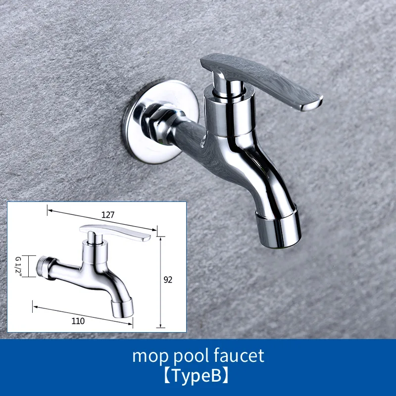  Wall Mounted Lengthen Washing Machine Tap Mop Pool Tap Garden Outdoor Water Modern Kitchen Bathroom