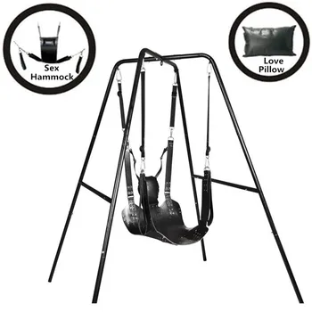 For Couples！Two Laryers Sex Swing Leather Sling Hanmmock Pillow Chair Furuitures Living Room Bed Adult Games BDSM Bondage Toys 6