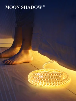 

MOONSHADOW Led Light Strip Flexible Neon Sign Waterproof Multi Color 5050/2835 For Room Light 144/m Fita Led Strip 220V EU Plug