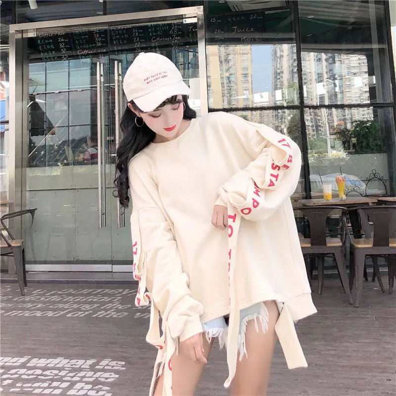 Крутые женские толстовки уличная японская девушка Harajuku Толстовка Зимние женские Топы Рубашки свободная Осенняя верхняя одежда Хип Хоп Толстовка
