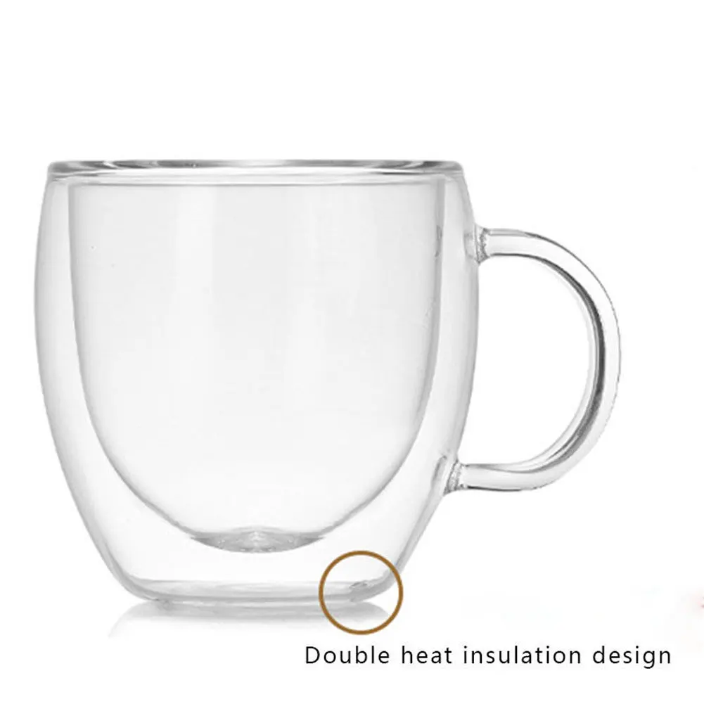 Горячая 150/250 мл Двойная Стенка Прозрачная стеклянная кружка чашка Изолированная домашняя офисная чайная чашка