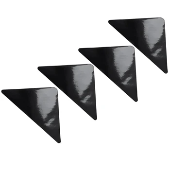 

ELEG-4 pcs/set 15*7.5cm Reusable -shaped Anti-skid Rubber Floor Carpet Mat Rug Gripper Stopper Tape Sticker (Black)