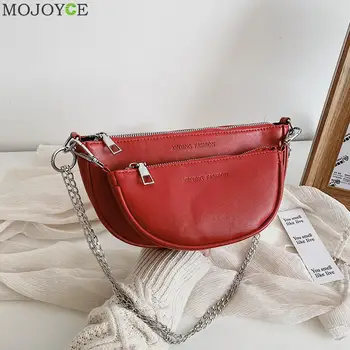 

Vintage Casual Women Leather Crossbody Bags Female Small Purse Shoulder Portable Pure Chain Purse Messenger Handbag