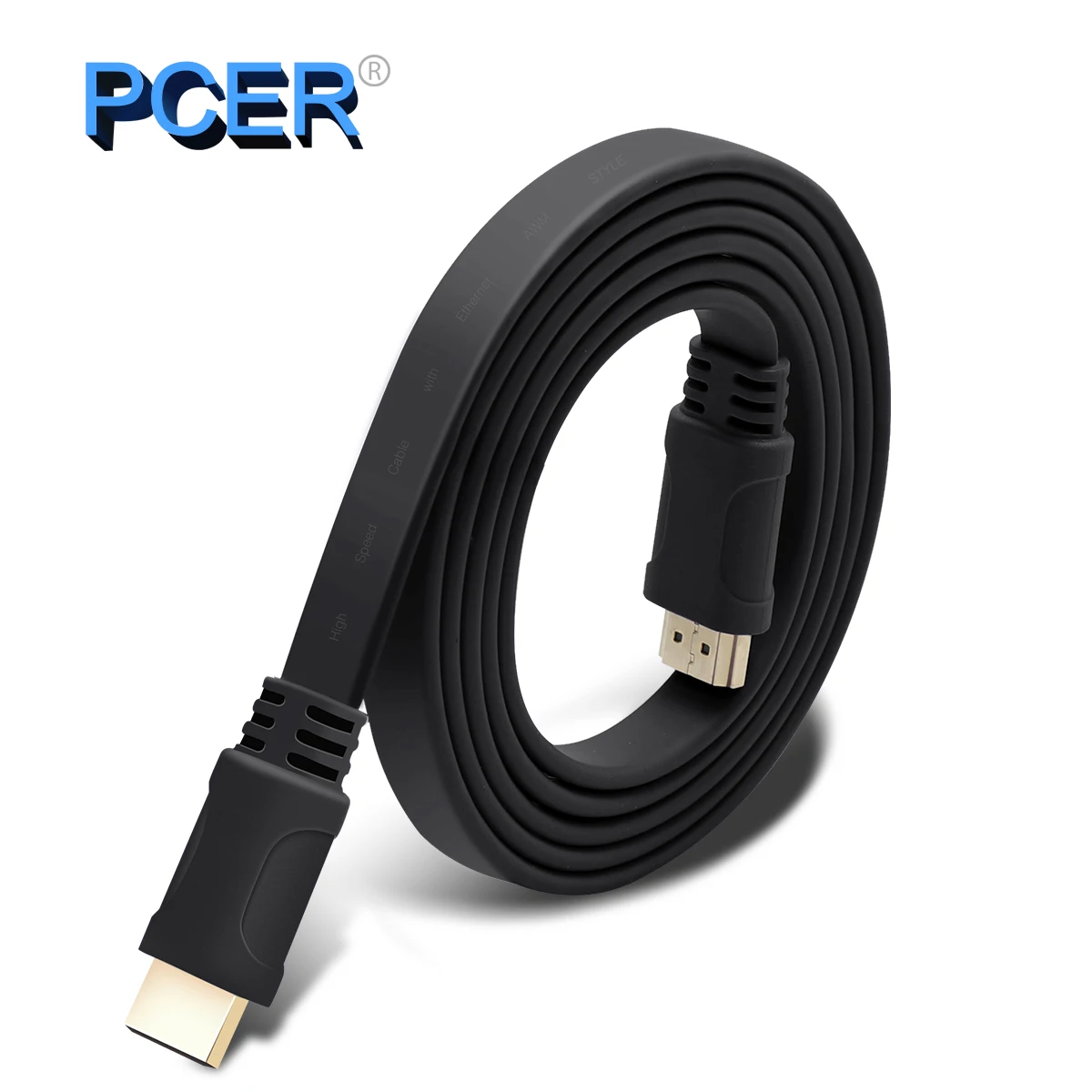Плоский тонкий HDMI кабель PCER Cabl 2 0 Шнур позолоченный наконечник бескислородная