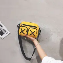 Мода стиль квадратная Холщовая Сумка-слинг корейский стиль сумка контрастного цвета простая трендовая повседневная женская сумка