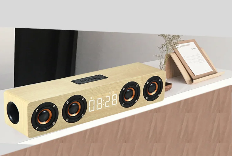 اسپیکر چوبی ساعت آلارم وایرلس رادیو پرتیبل سابوفر ۳۰۰۰ میلی آمپر Wooden Subwoofer Soundbar Portable 39 H10d373a7f5ba4206b5a8e56e730eb6f0T