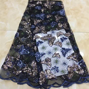 

African Lace Fabrics 2020 High Quality Lace Nigerian Tulle Lace Fabric Bride French Net Lace Fabric 5 yards for dress x83-43
