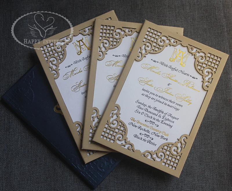 HI3038 - 11 Custom Hardcover Wedding Card With Nice Laser Cut Design Made in China More Colors Optional