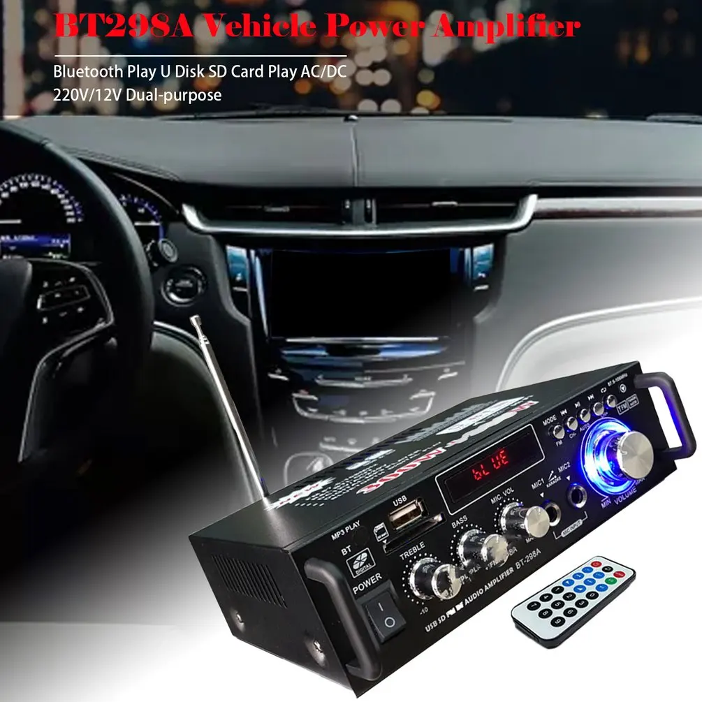 600 Вт 220 В/12 В Hifi стерео Fm 2Ch усилитель автомобильный домашний Usb Sd Mp3 Мини карта Ac и Dc
