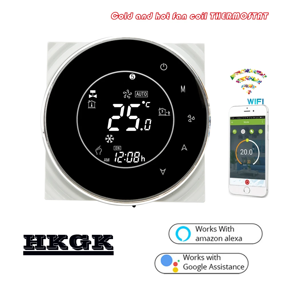 24VAC,95~240VAC tuya fan raumthermostat wifi for 2P 4P heat cool temp refrigerator