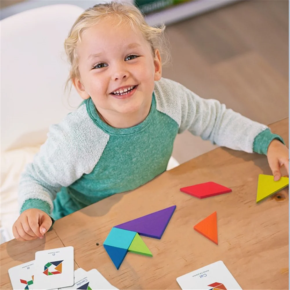 Tangram деревянная головоломка Обучающие Развивающие игрушки для детей дошкольного возраста детские игрушки игры логическая игра интеллект воображение