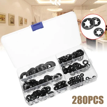 

280pcs/set Locking Washers Set Assortment Speed Clips Fasteners Internal Tooth Star lock Shock Absorption Insulation Gaskets
