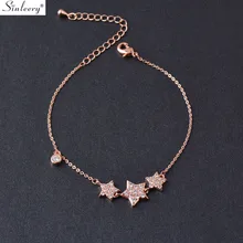 SINLEERY блестящая Звезда Регулируемый Женский браслет розовое золото серебро цвет цепь Крошечный Цирконий красивый браслет ювелирные изделия SL155 SSB