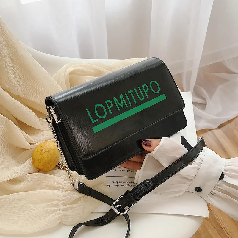 

2019 New Style Stereo Square Sling Bag Lettered Laser Metal Shoulder Women's Bag
