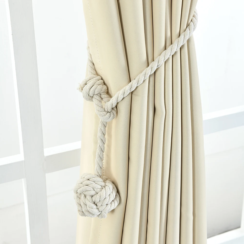 

Modern 1Pair Simple Curtain Tiebacks Rope Beige Round Finial Drapery Tie Bakes Holdbacks Curtain Tieback Home Decoration Accessories Polyester Fibre Curtain Tieback Rope Beige Curtain Accessories 70cm Curtain Supplies