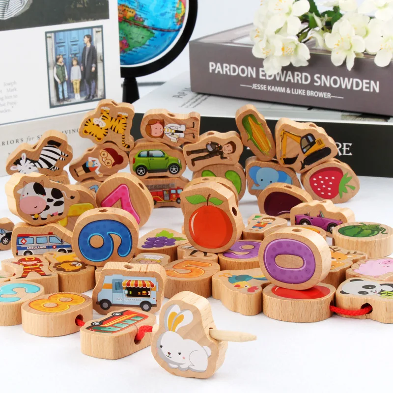 

Building Blocks of Large Particles Children with Numbers Animal Building Blocks Beaded Bracelet Baby Cross Wiring Wearing Rope C